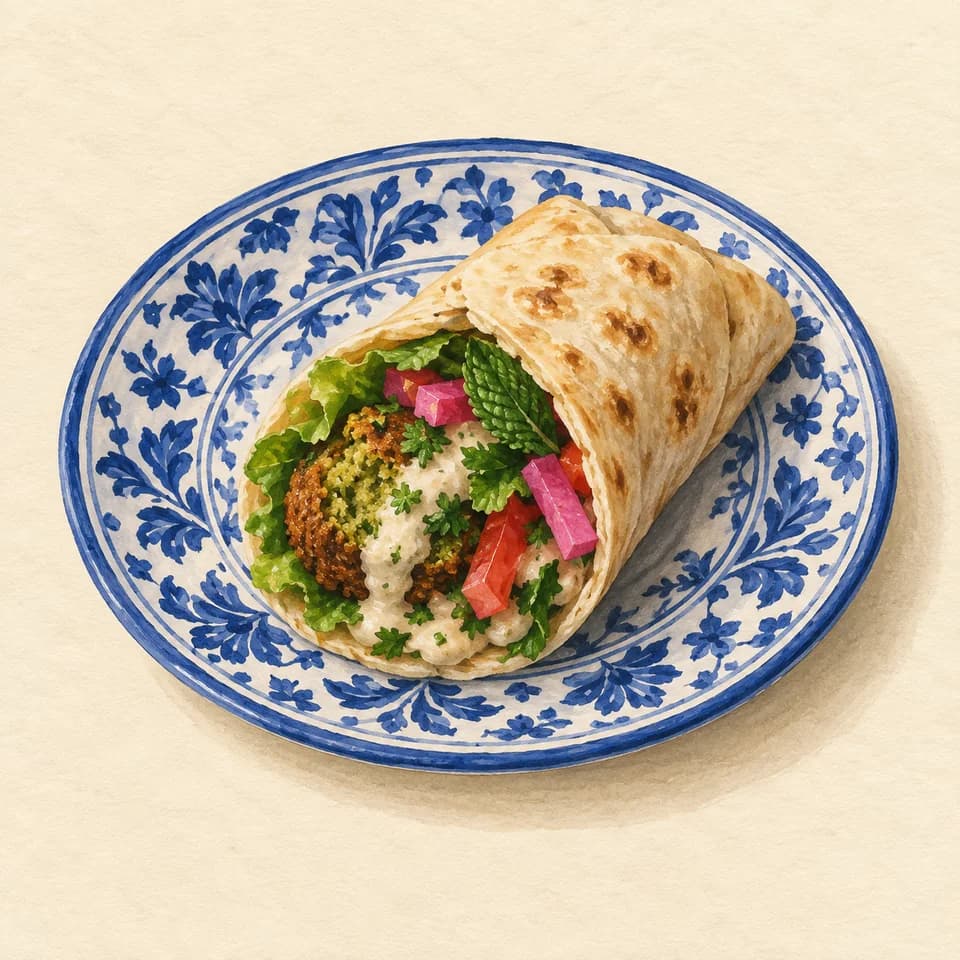 Editorial illustration of Falafel Sandwich Small