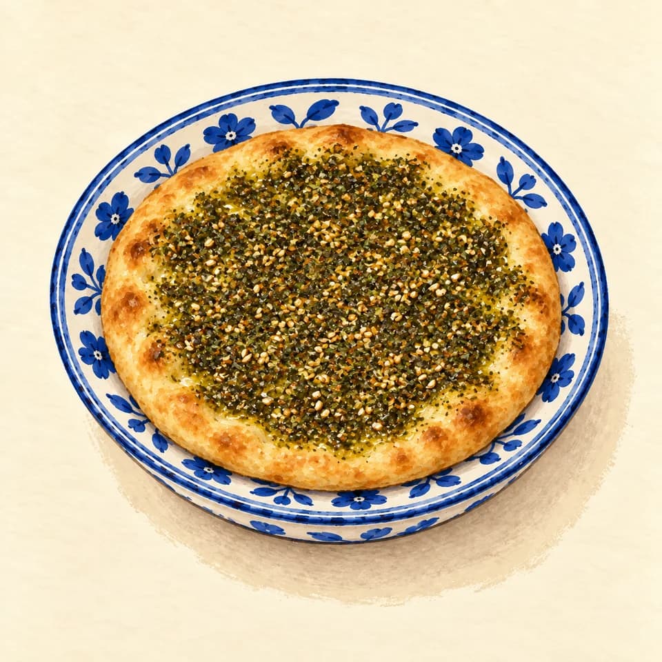 Editorial illustration of Zaatar Mankoushe