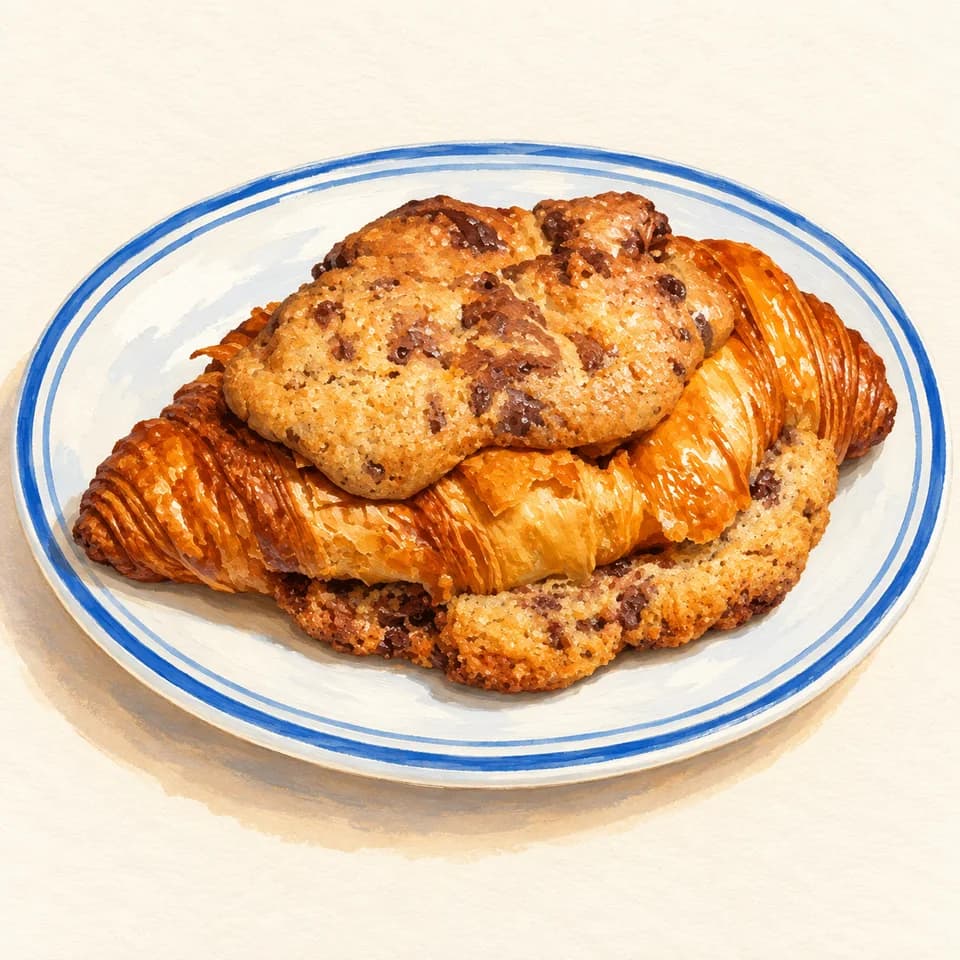 Editorial illustration of Crookies Croissant