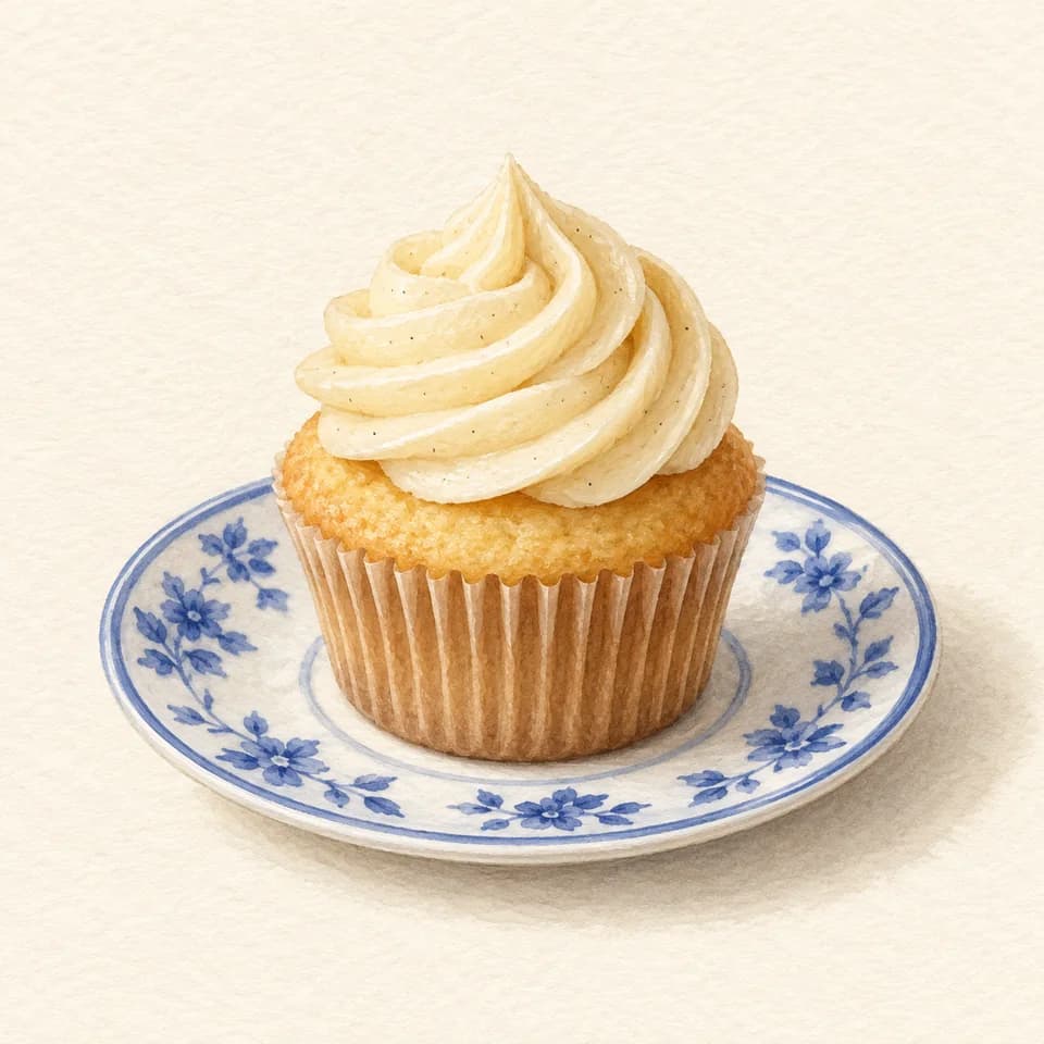 Editorial illustration of Vanilla Cupcake