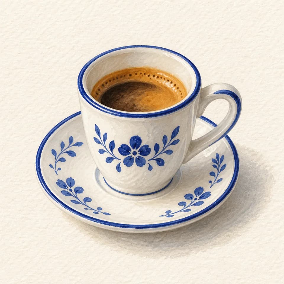 رسم توضيحي لطبق إسبريسو مفرد