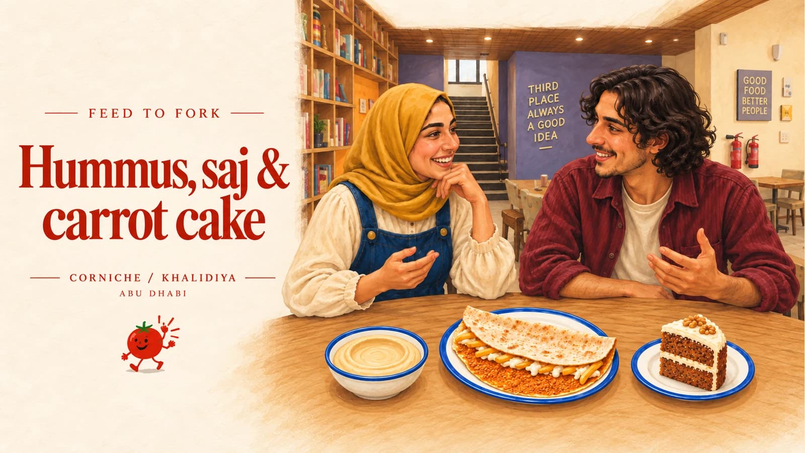 رسم توضيحي · من الكورنيش للخالدية: حمص وصاج وكيك