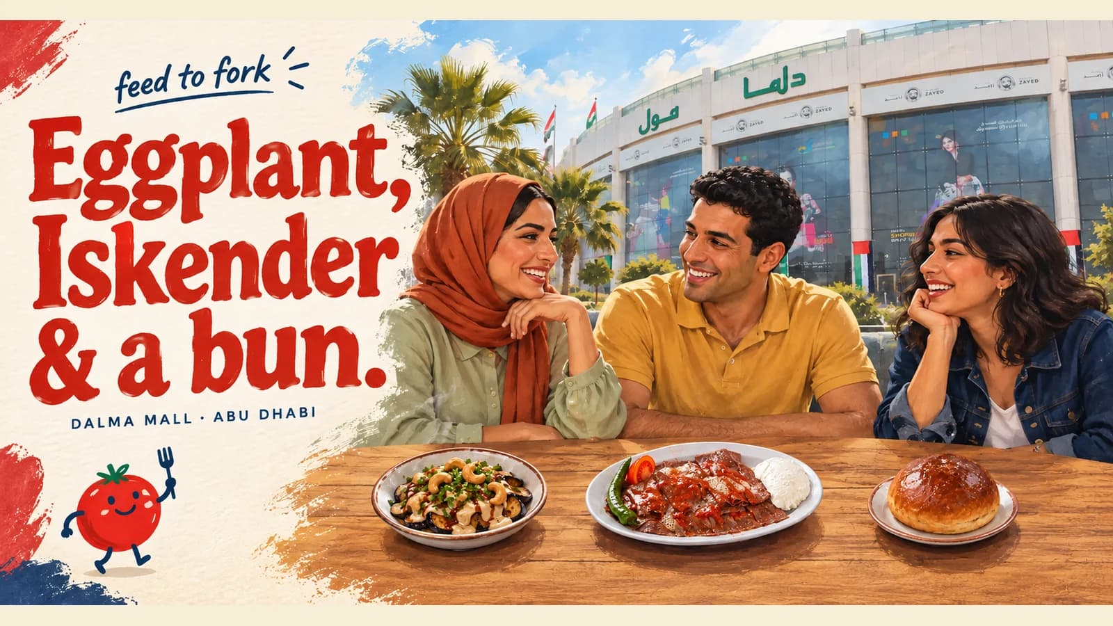 Editorial illustration · An Iskender meal at Dalma Mall