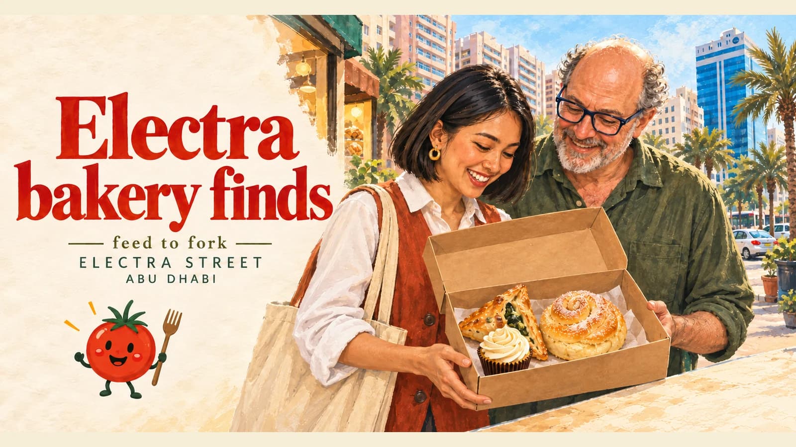 Editorial illustration · A bakery shopping trip along Electra