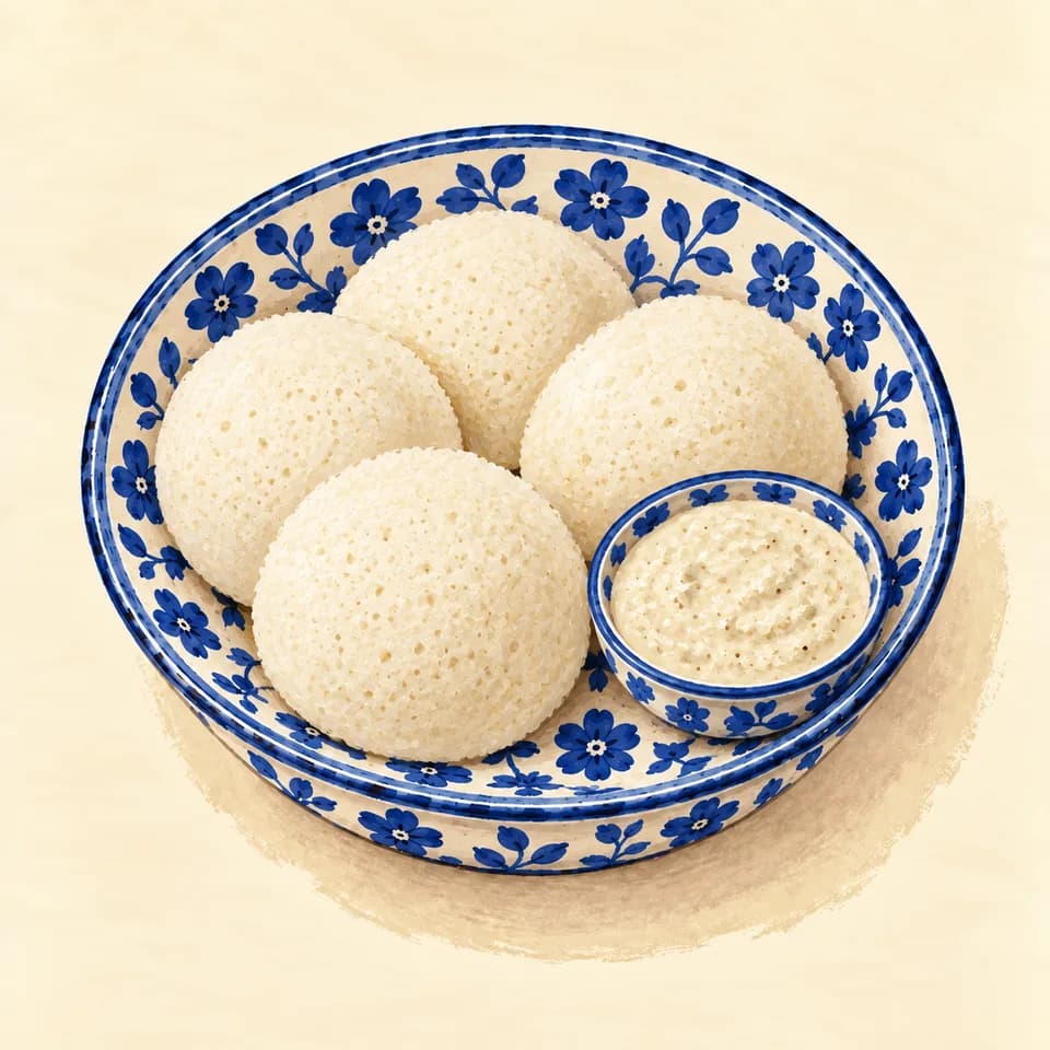 Editorial illustration of Idli Chutney