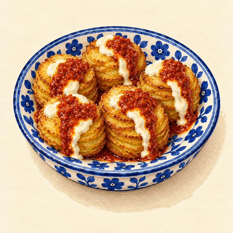 Editorial illustration of Patatas Bravas