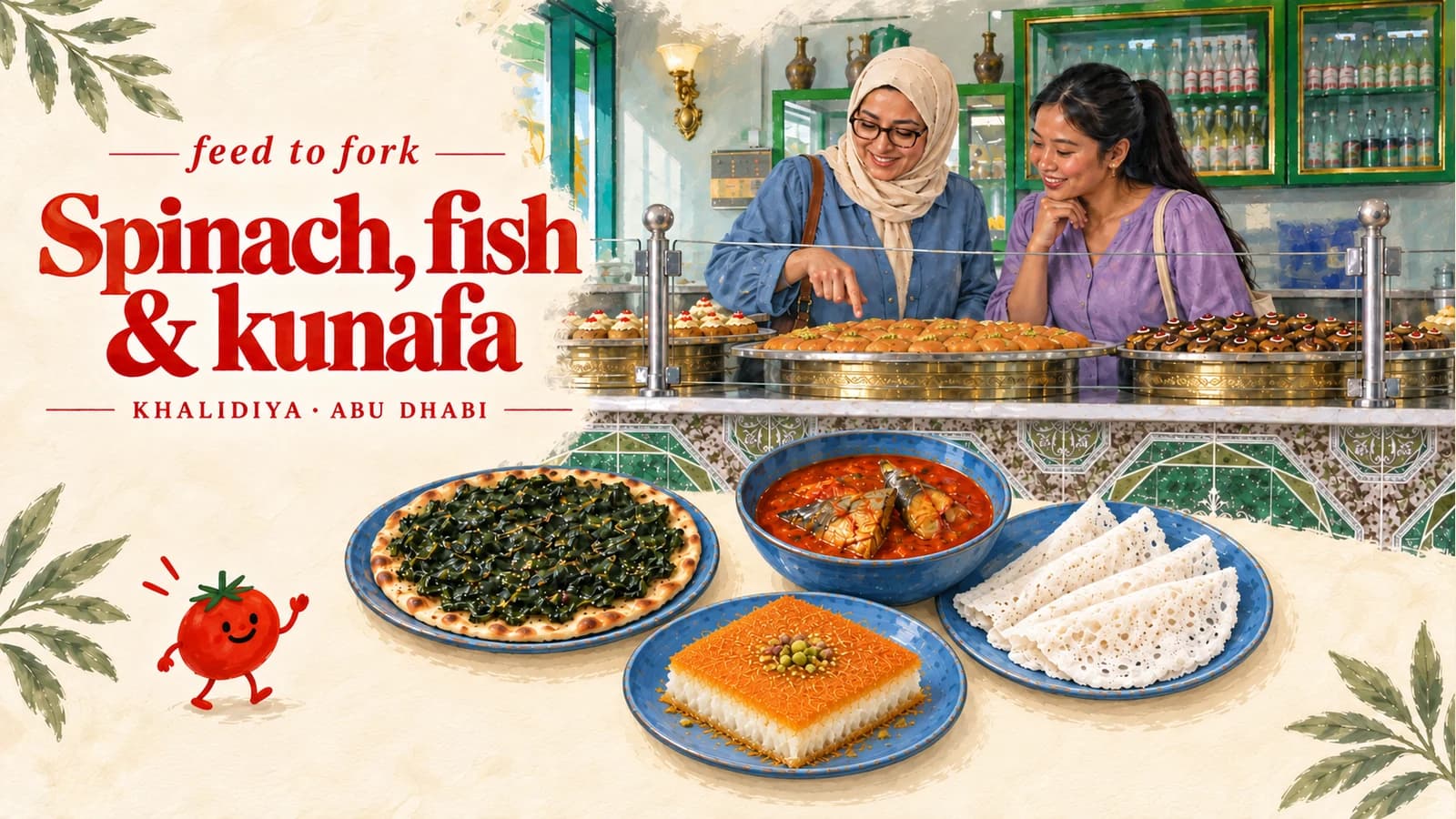 Editorial illustration · A Goan fish-curry meal around Khalidiya