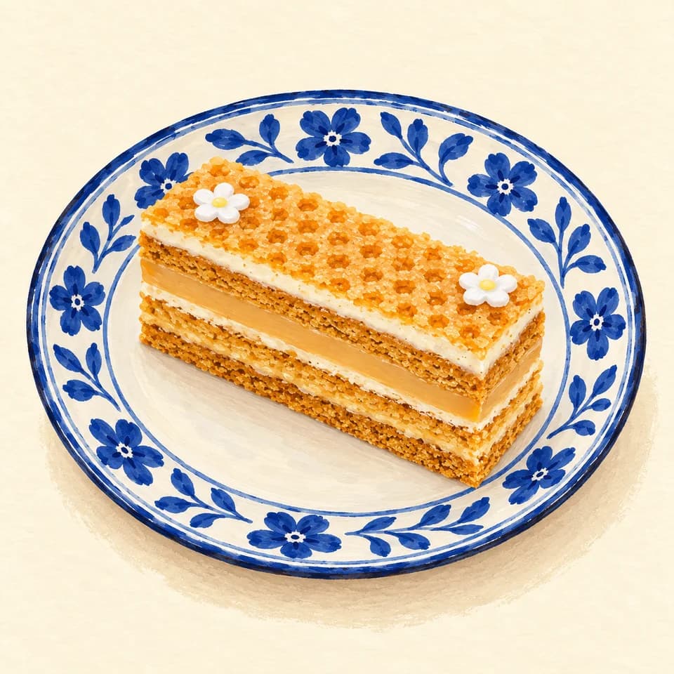 Editorial illustration of Honey Cake