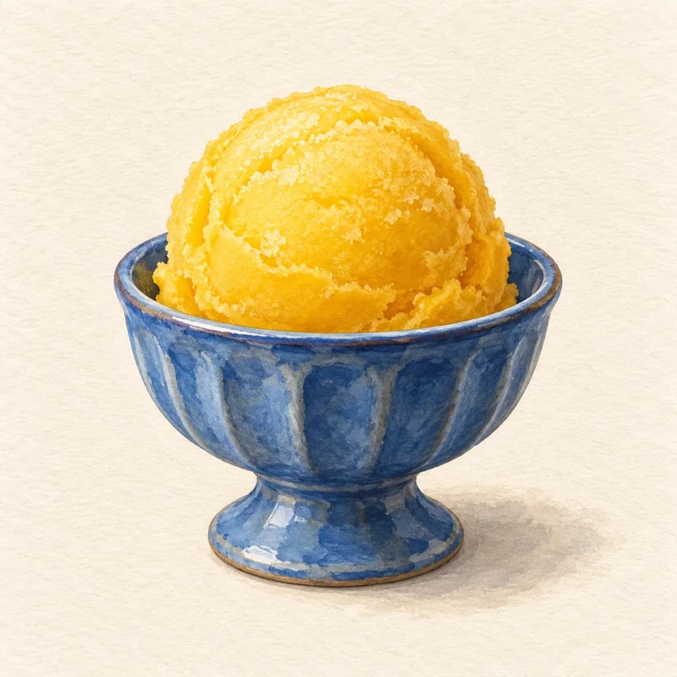 Editorial illustration of Mango Sorbet