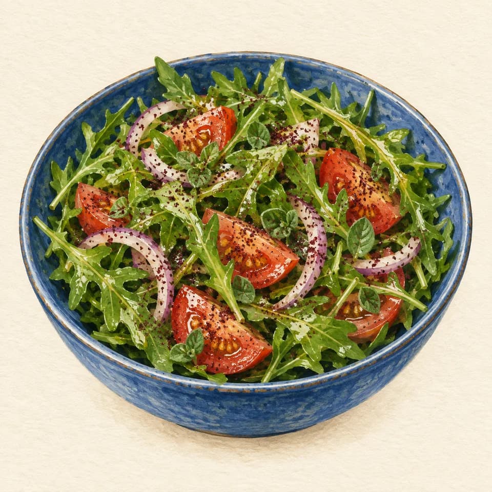 Editorial illustration of Rocca and Zaatar Salad