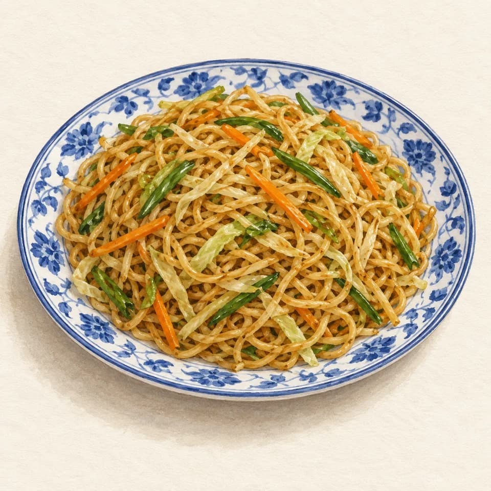 Editorial illustration of Veg Noodles (Chowmein)