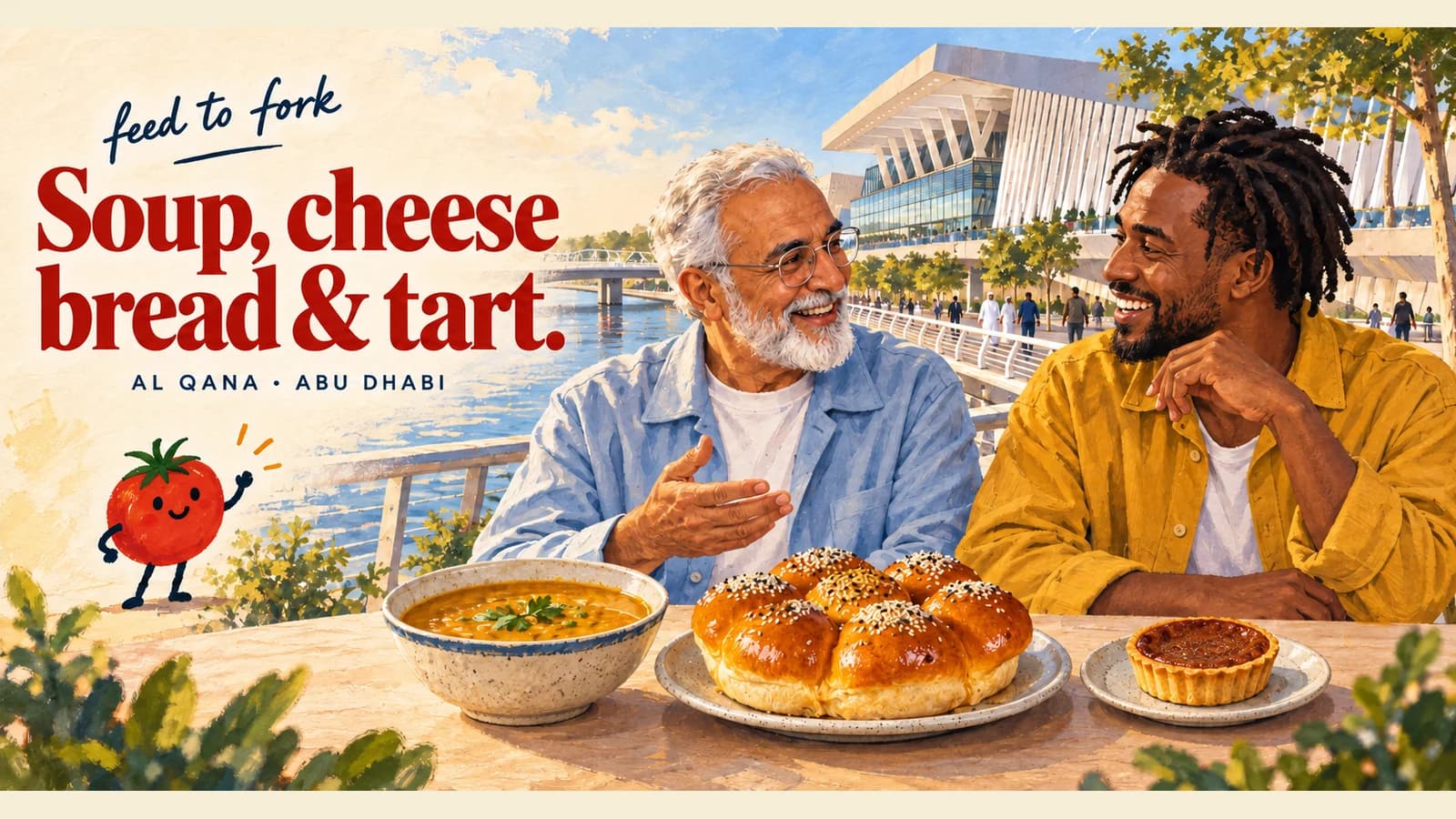 رسم توضيحي · شوربة ومخبوزان للمشاركة في القناة