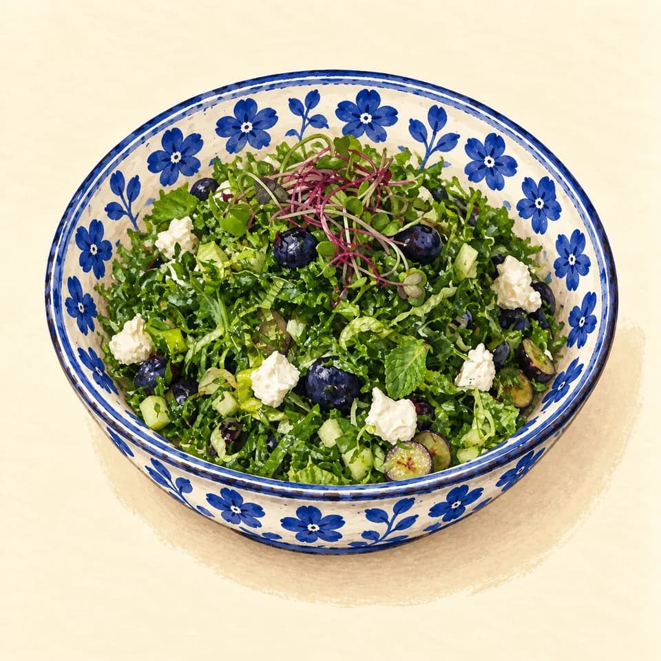 Editorial illustration of Blueberry Salad
