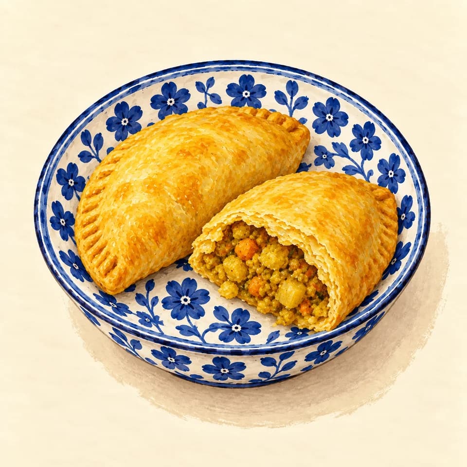 Editorial illustration of Curry vegetable patty