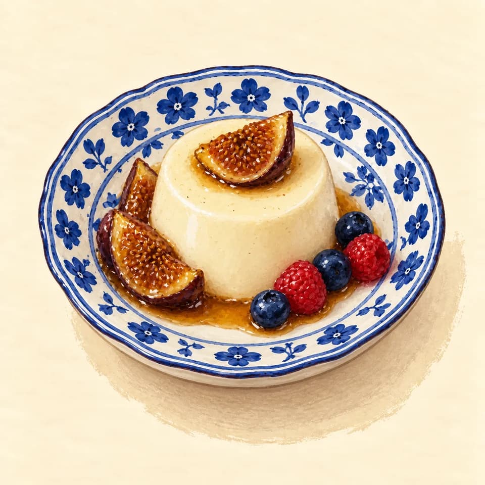 Editorial illustration of Smoked panna cotta