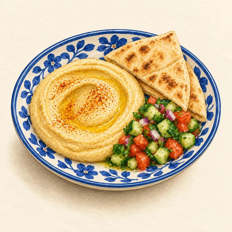 رسم توضيحي لطبق طبق حمص