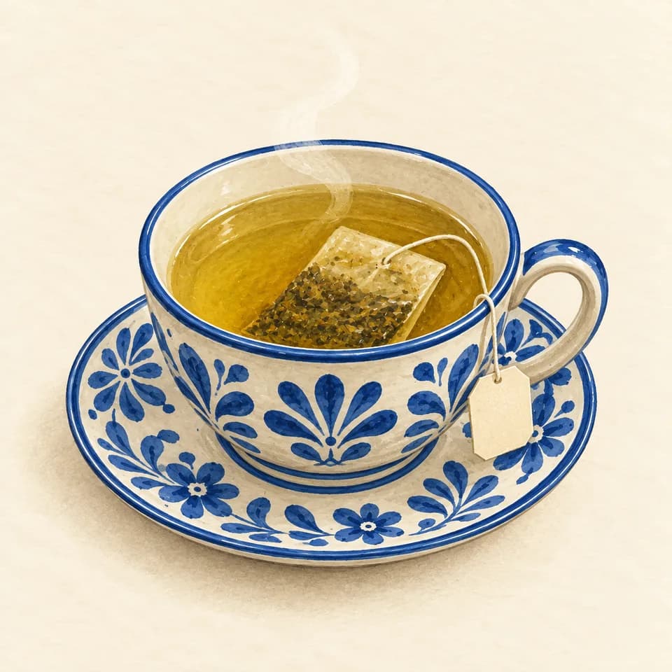 Editorial illustration of Green tea with peppermint