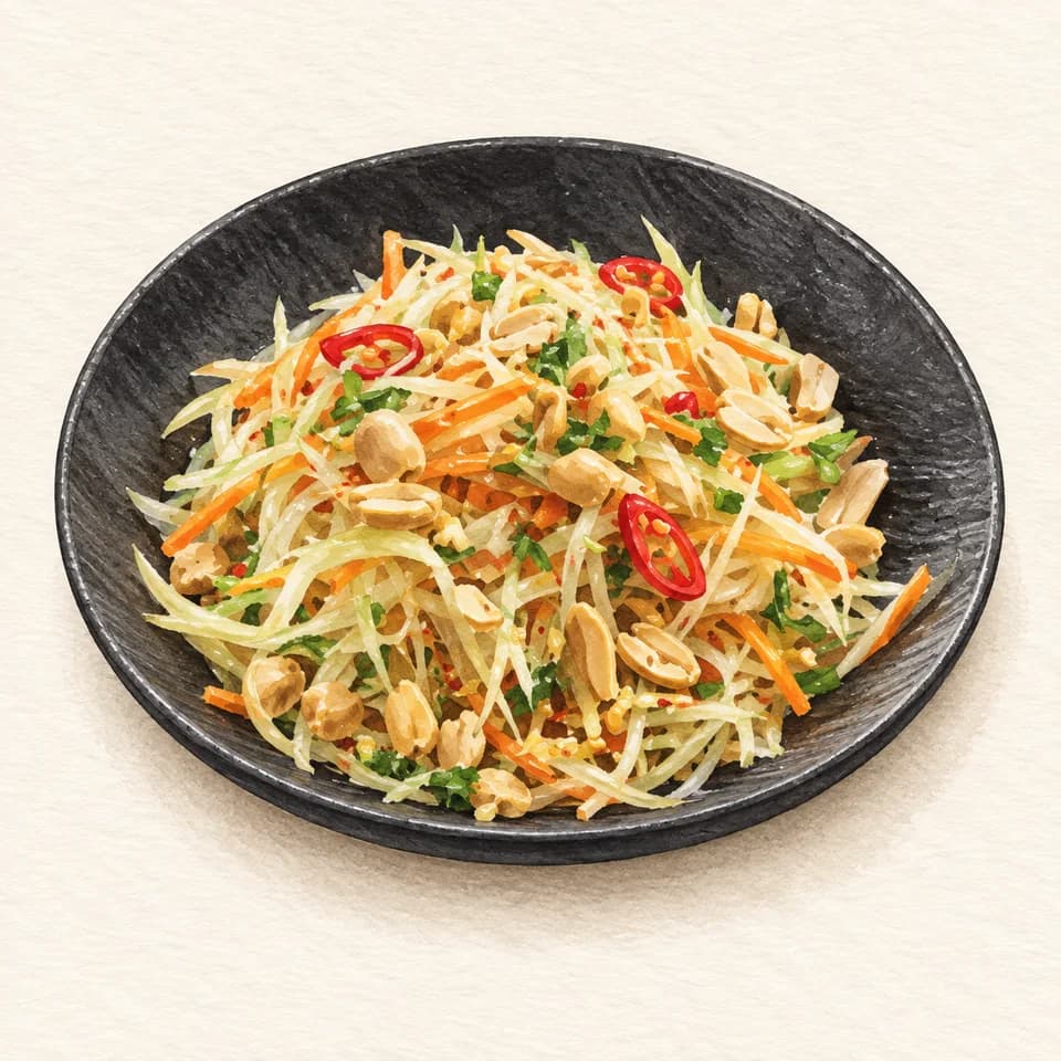 Editorial illustration of Papaya Salad at FyooZhen