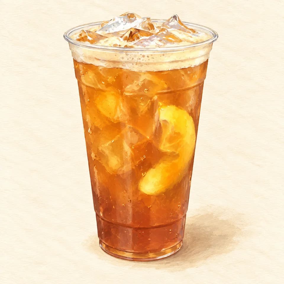 Editorial illustration of Peach Iced Tea (16 oz) at Gossip Café