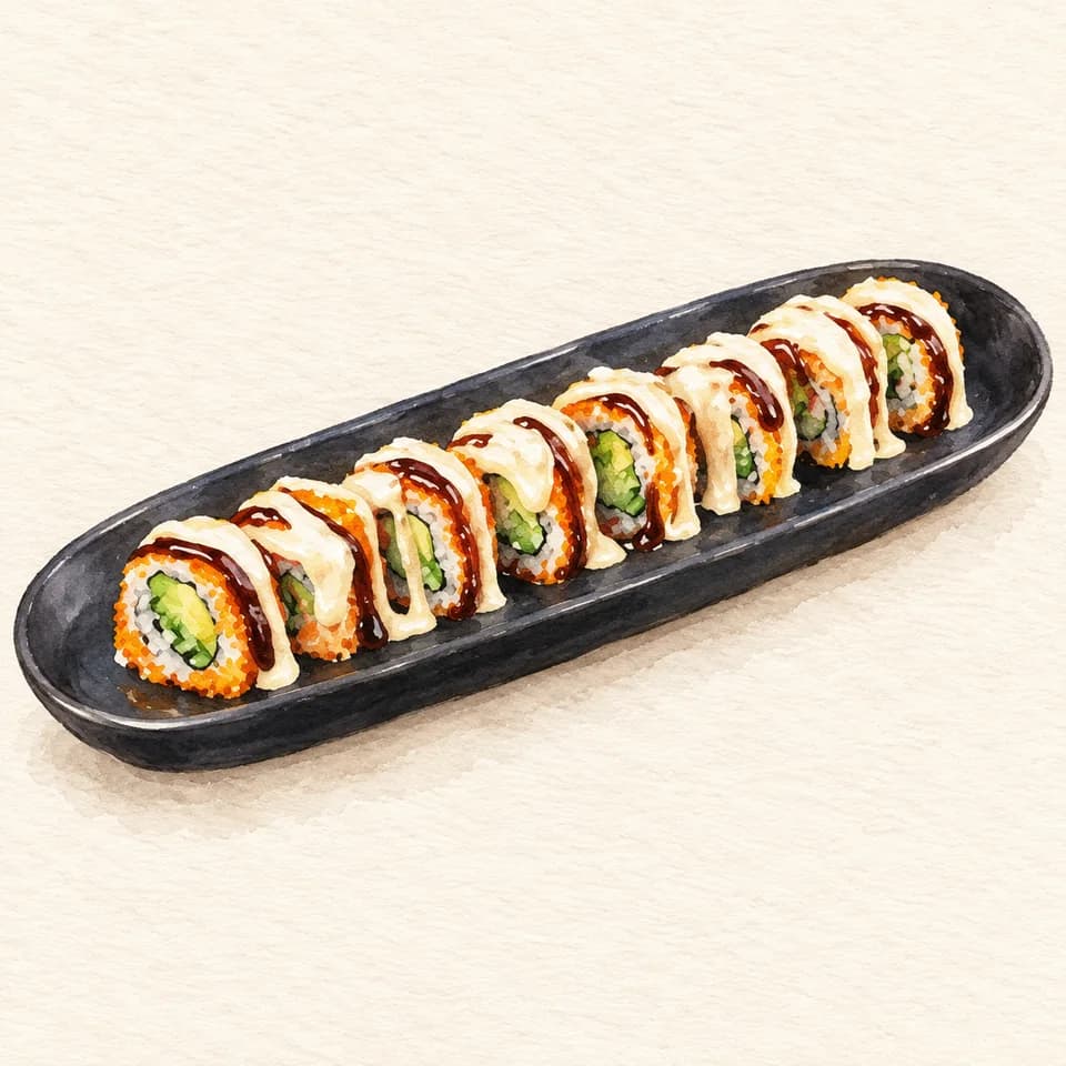 Editorial illustration of California Roll at Masashiii