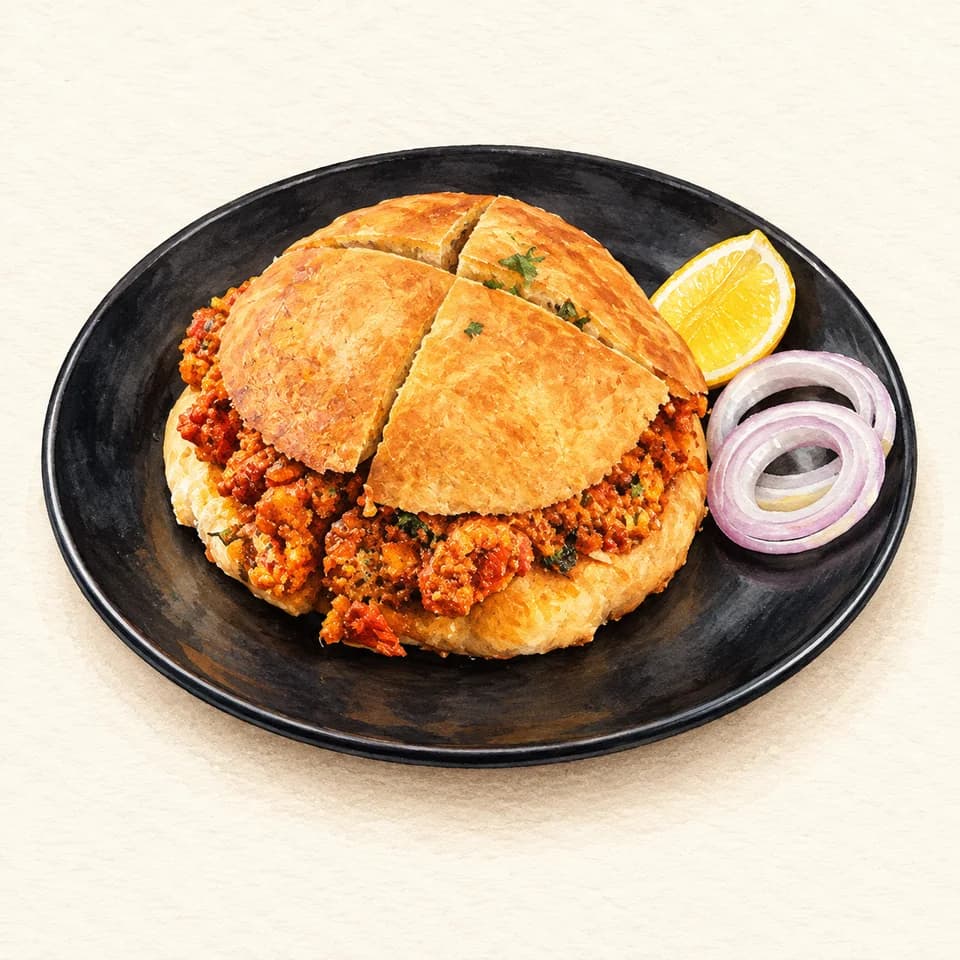 رسم توضيحي لطبق بوهري محلة نان تشاب في Bombay Naan