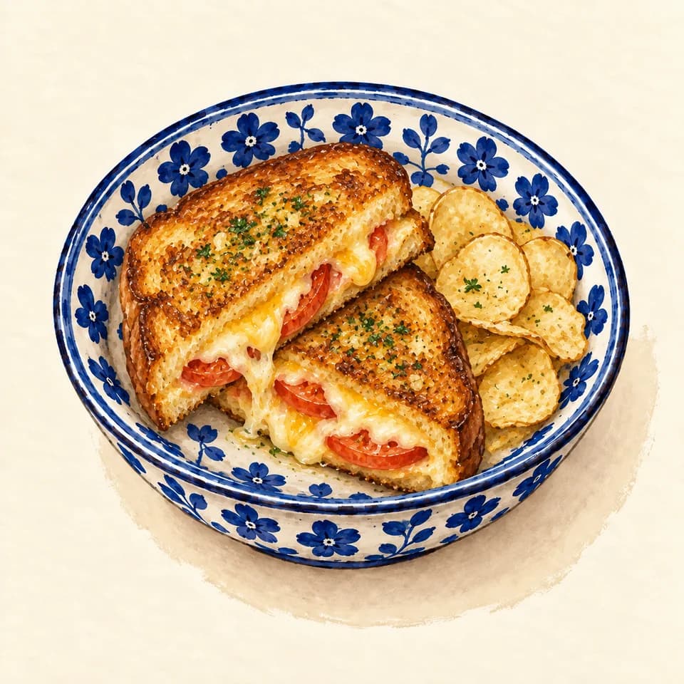 Editorial illustration of Classic Cheese Toastie at Boston Lane