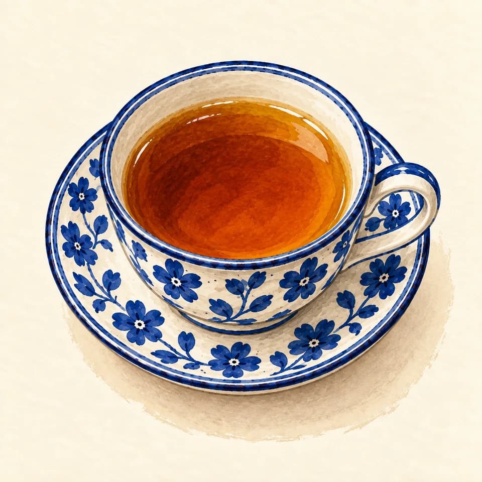 رسم توضيحي لطبق شاي أسود بالقرفة في Chaiiwala of London