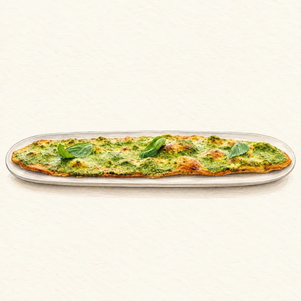 Editorial illustration of Lingue Croccanti — Basil Pesto at Eataly