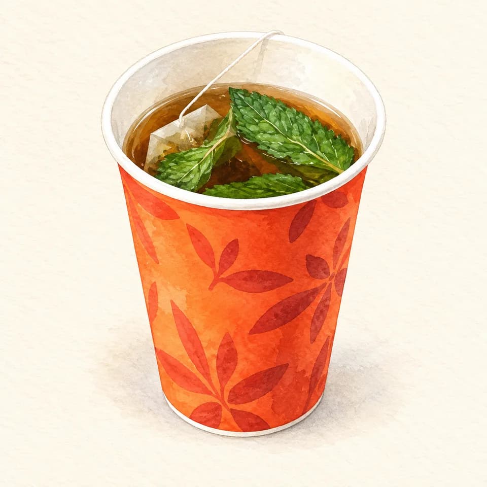 Editorial illustration of Green mint tea at FiLLi Cafe