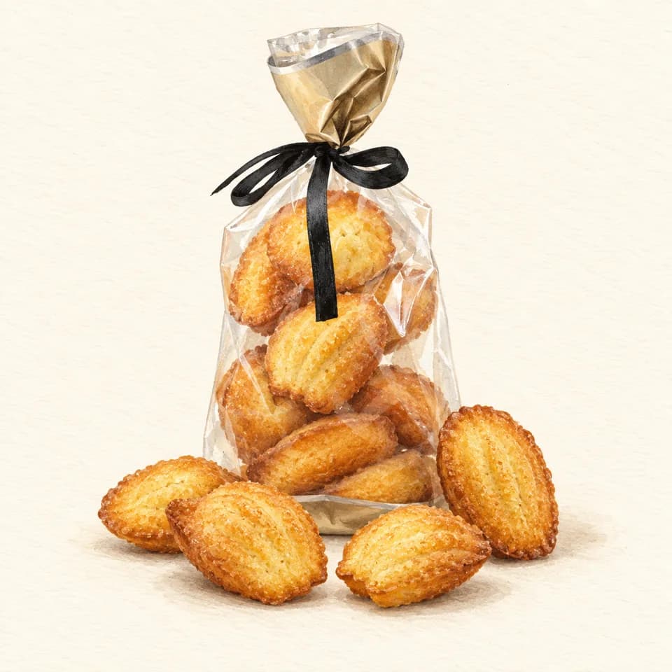 Editorial illustration of Madeleine at French Bakery