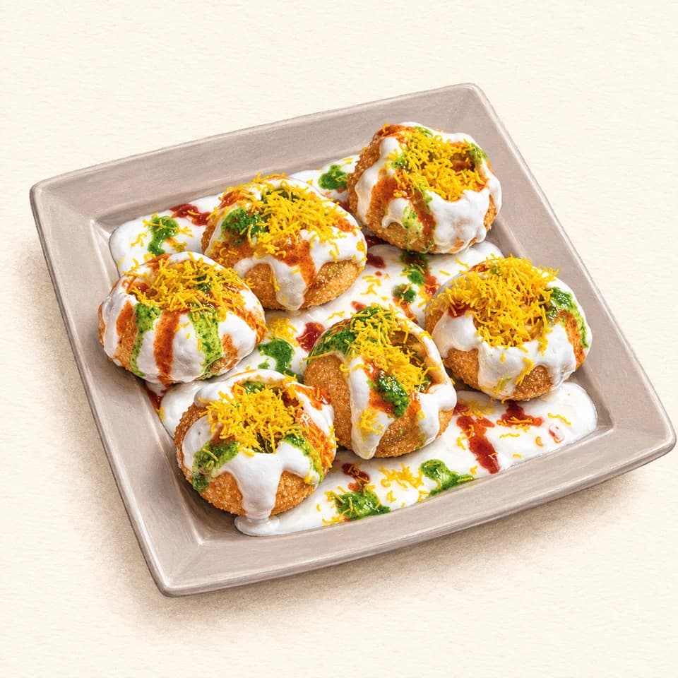 Editorial illustration of Dahi Batata Puri at Gazebo