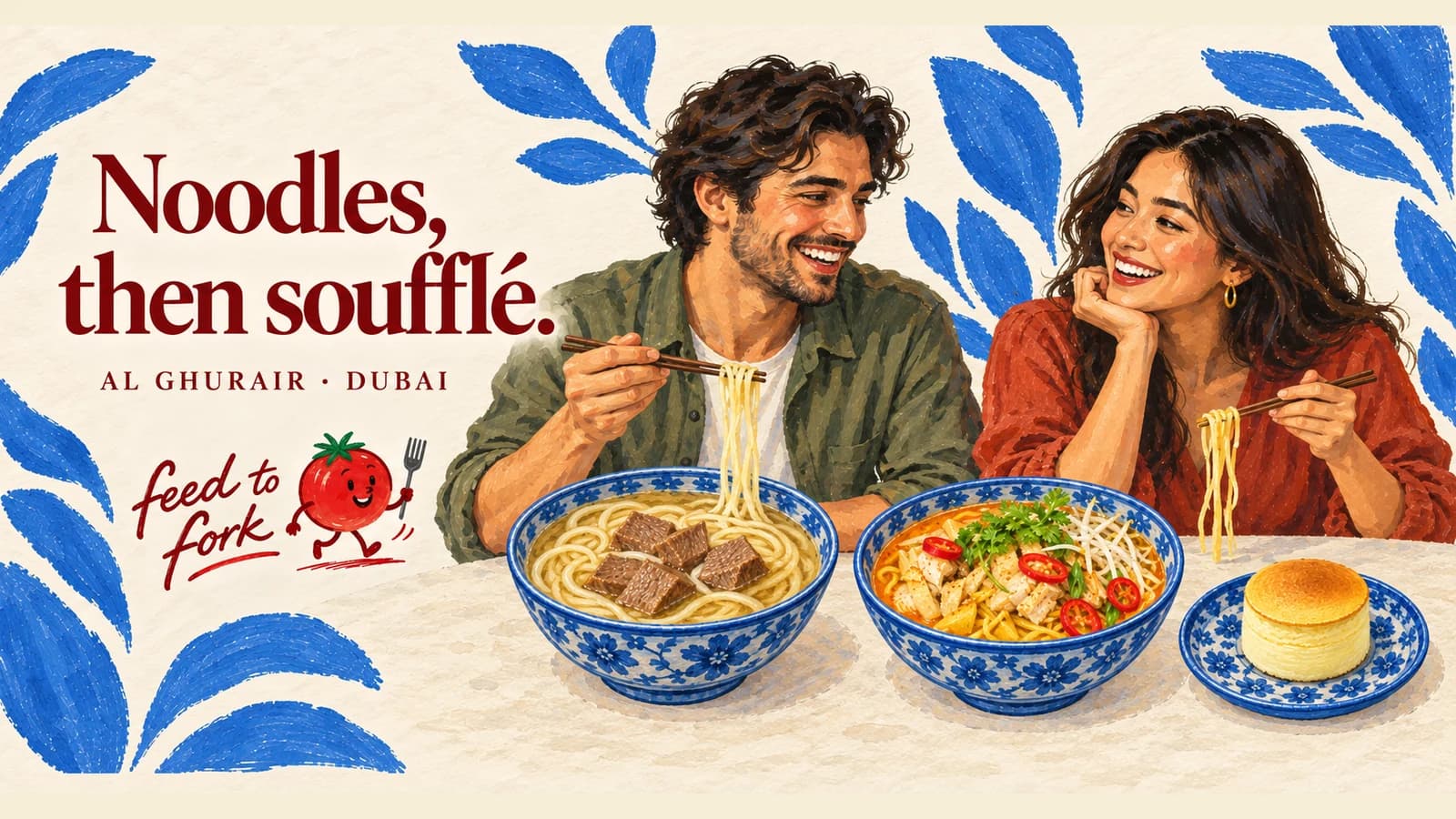 رسم توضيحي · الغرير: نودلز وسوفليه