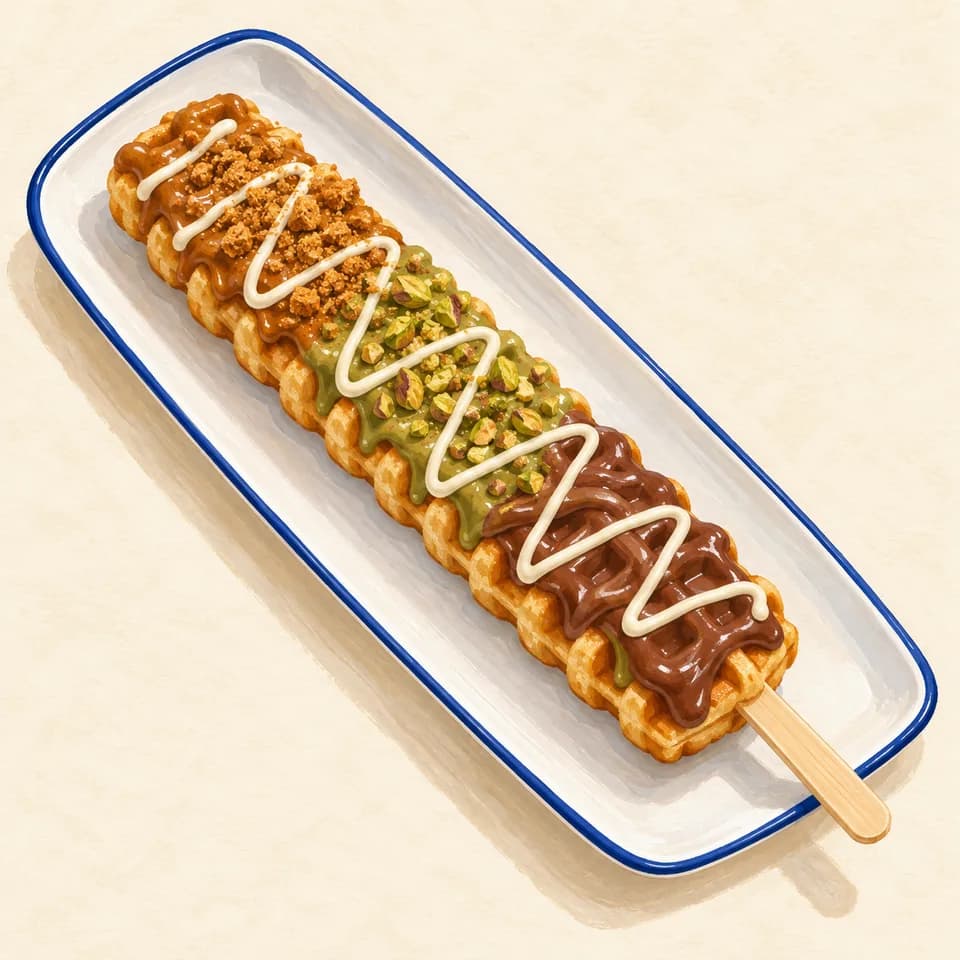 Editorial illustration of Waffle Popsicle Customized 3 Flavour at Grizlis