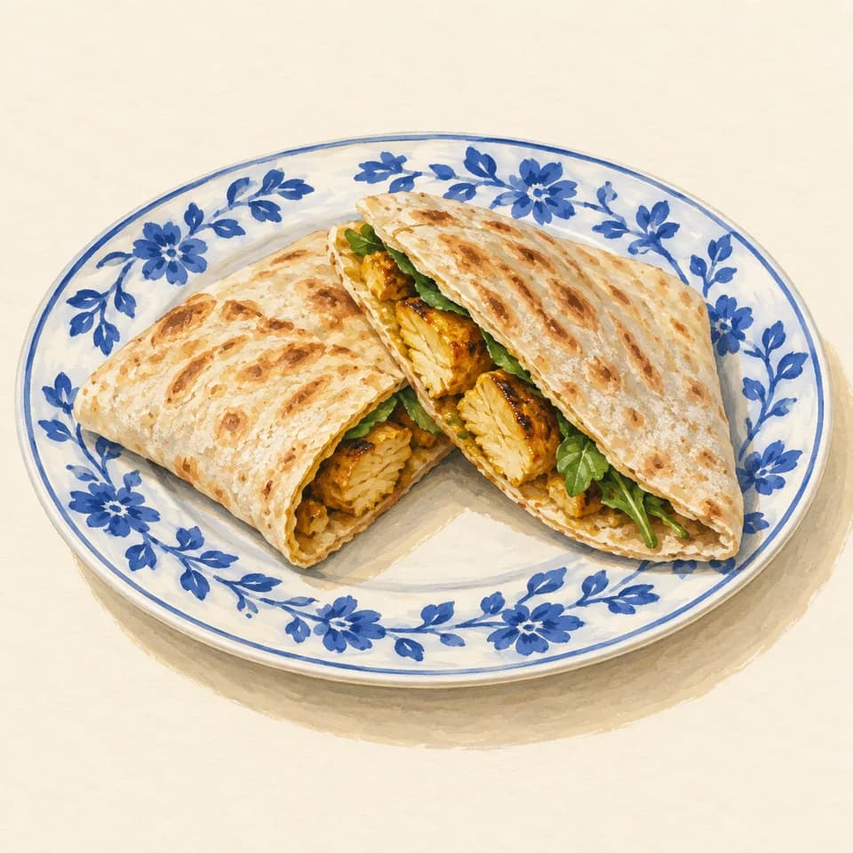 Editorial illustration of Chicken Saffron Tikka Sandwich at Kabab Zone