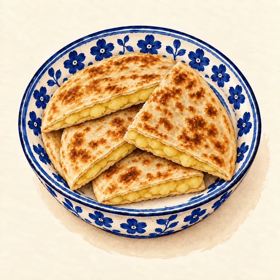 Editorial illustration of Potato Bolani at Kishmish