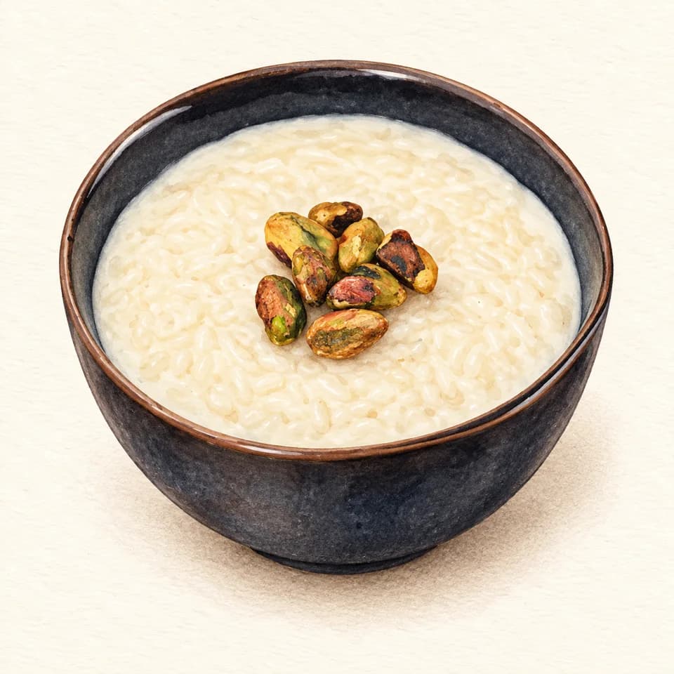 رسم توضيحي لطبق أرز بالحليب من مطبخ أمي في Mum’s Table