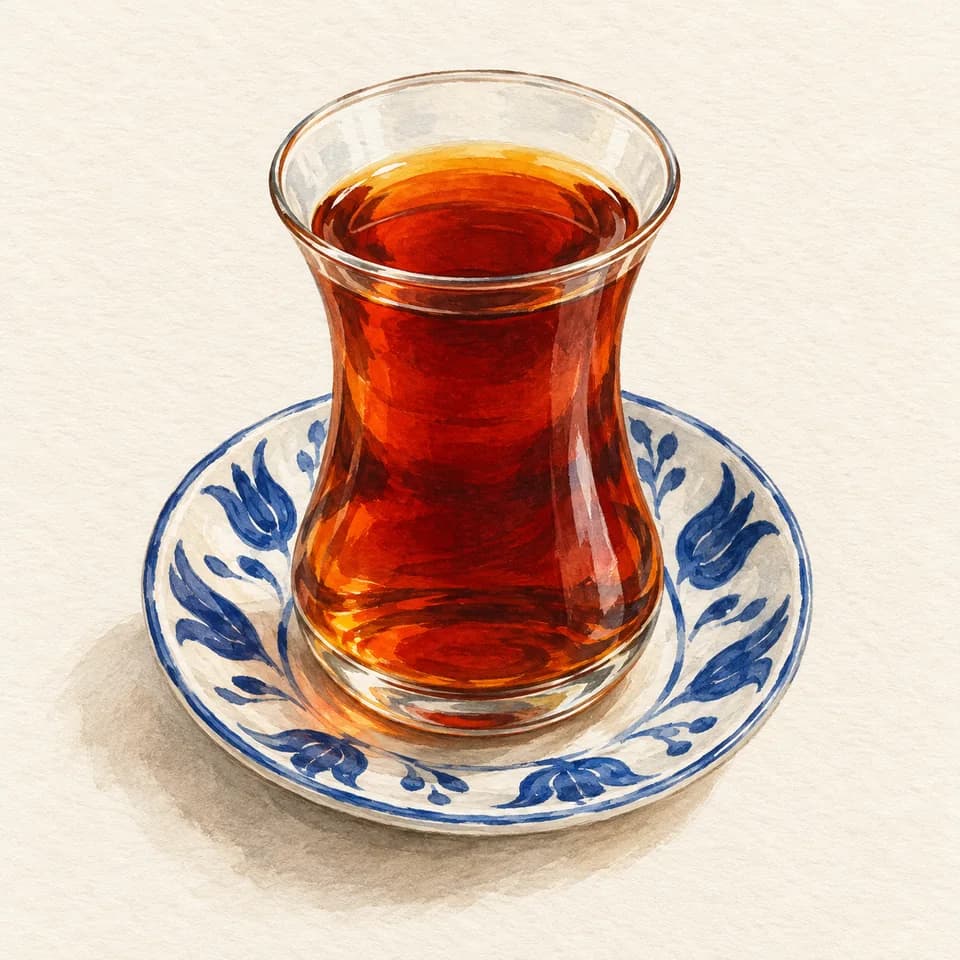 رسم توضيحي لطبق شاي تركي في باشا سراي