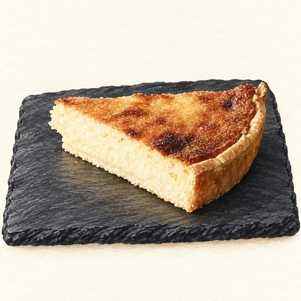 Editorial illustration of Coconut flan slice at PAUL Bakery & Restaurant