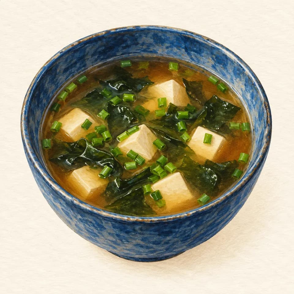 Editorial illustration of Miso Soup at Sal’s Bistro; not a venue photograph