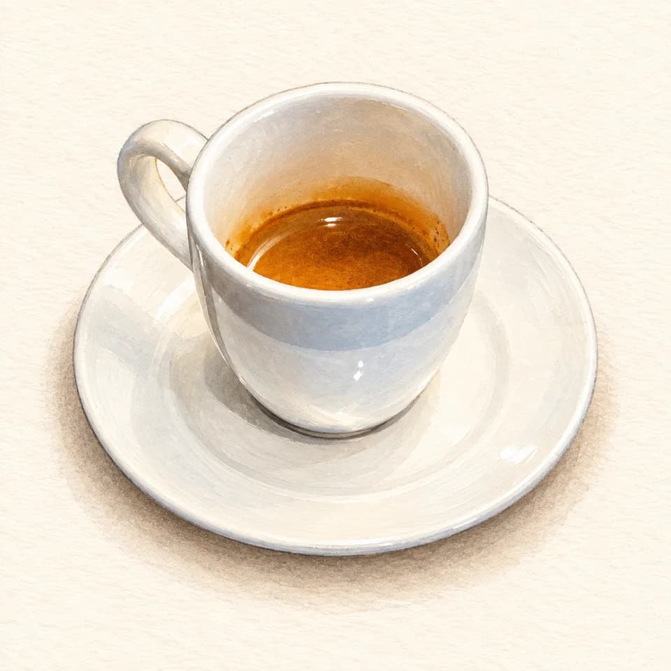 رسم توضيحي لطبق إسبريسو في Urth Caffé