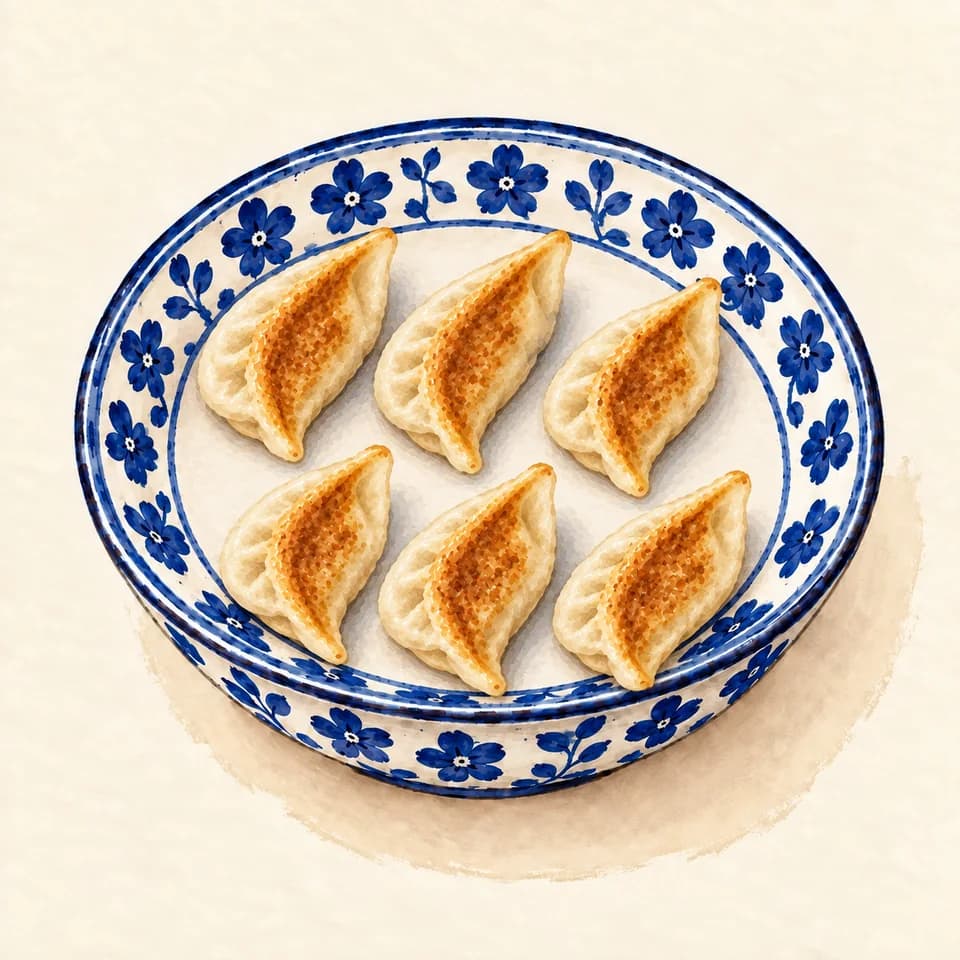 Editorial illustration of Handmade Chicken Gyoza at YUi