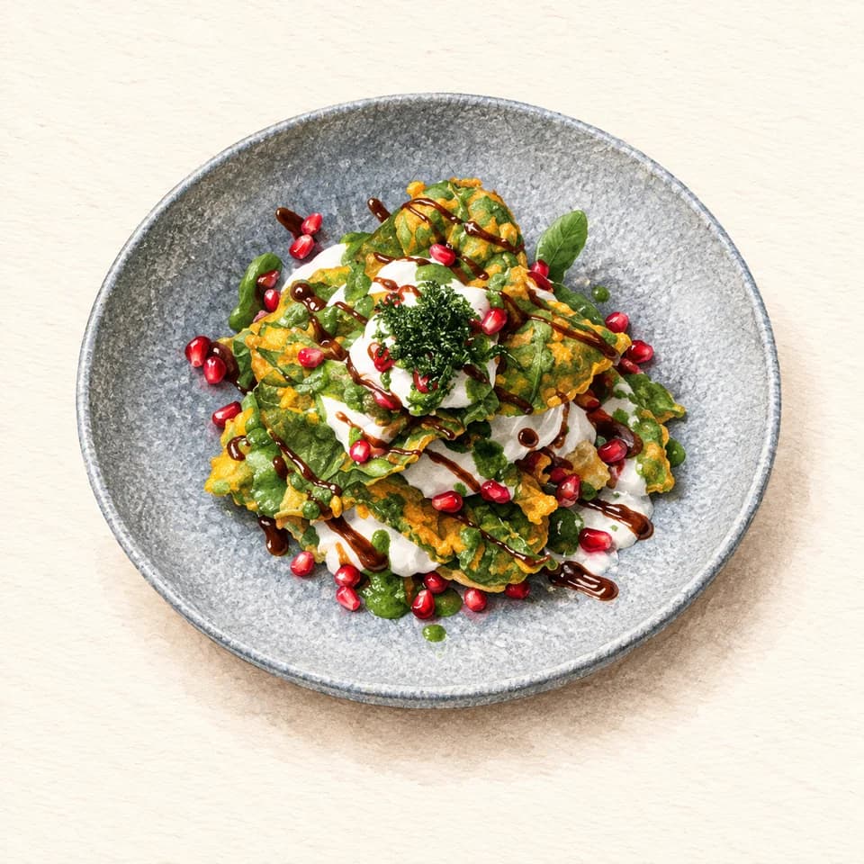 رسم توضيحي لطبق شات السبانخ في Zafran Indian Kitchen