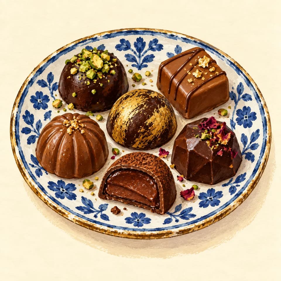 Editorial illustration of Artisan chocolates