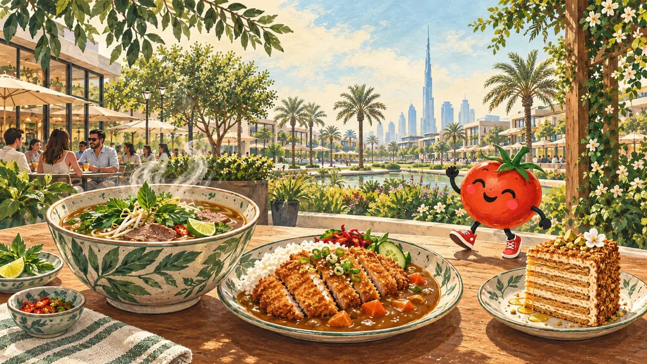 رسم توضيحي · دبي هيلز مول: فو وكاري كاتسو وكعكة العسل