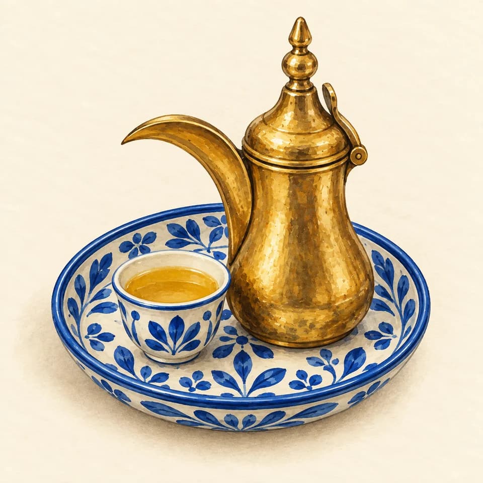 Editorial illustration of Arabic gahwa