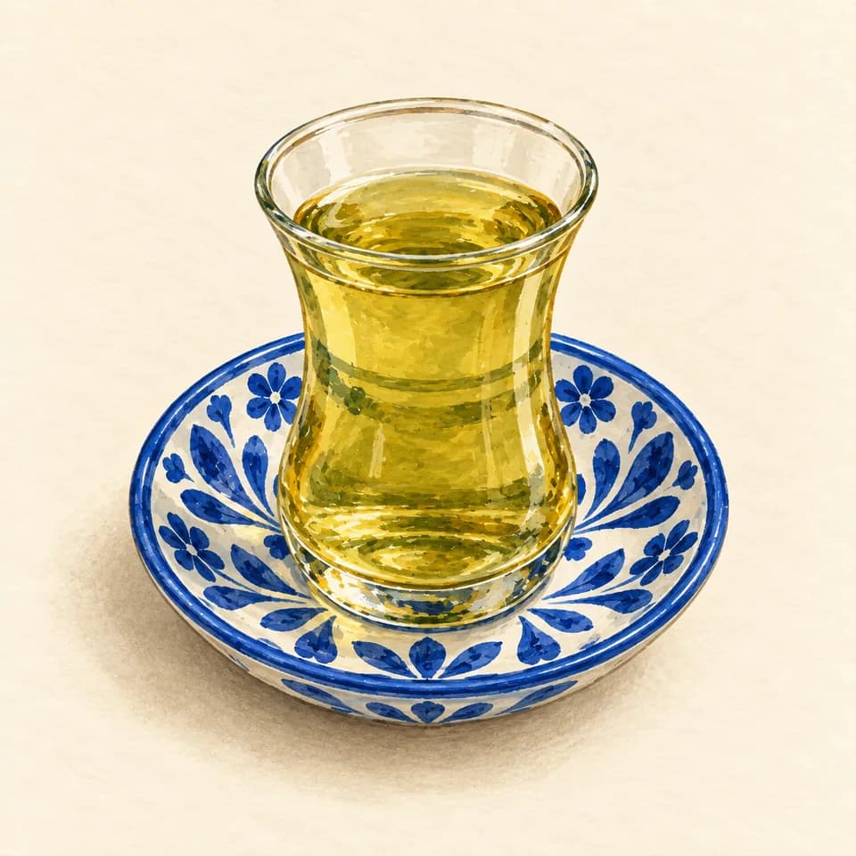 Editorial illustration of Afghan green tea