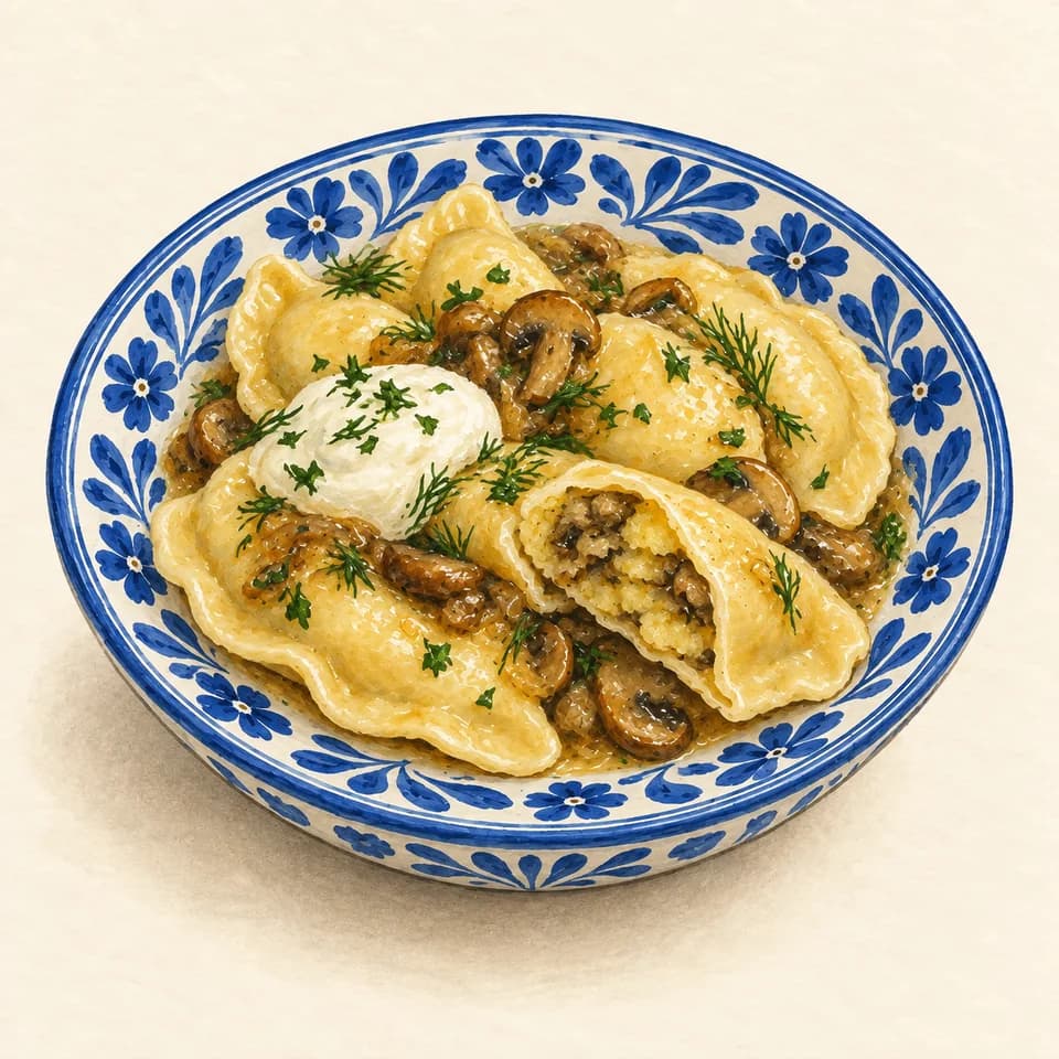 Illustration: Mushroom and potato vareniki