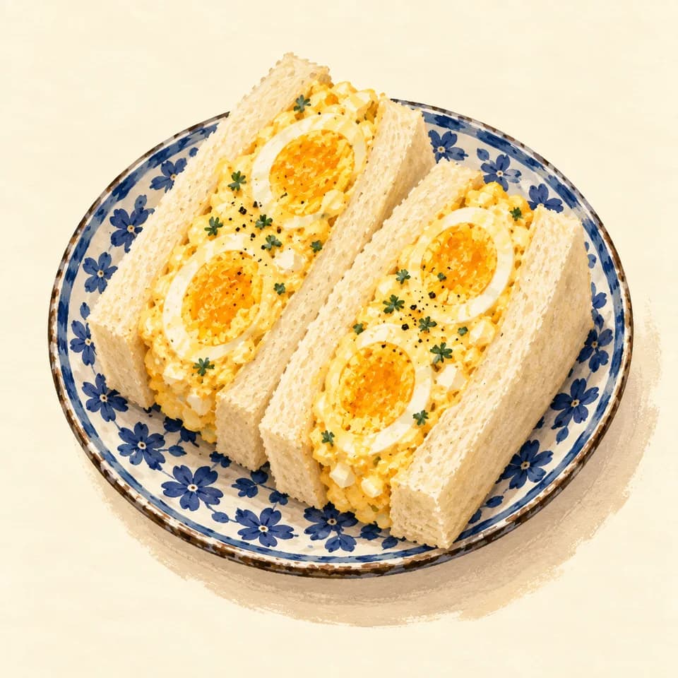 Editorial illustration of Egg sando