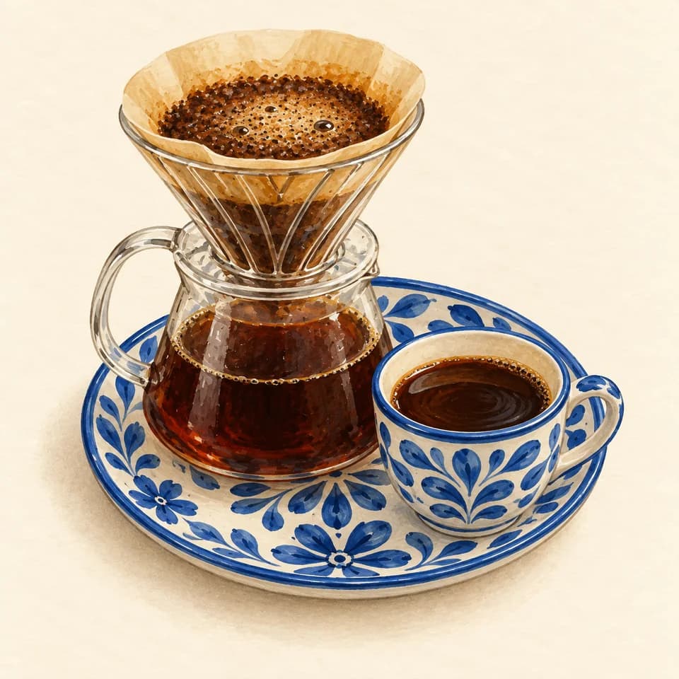 رسم توضيحي لطبق قهوة V60 البرازيلية