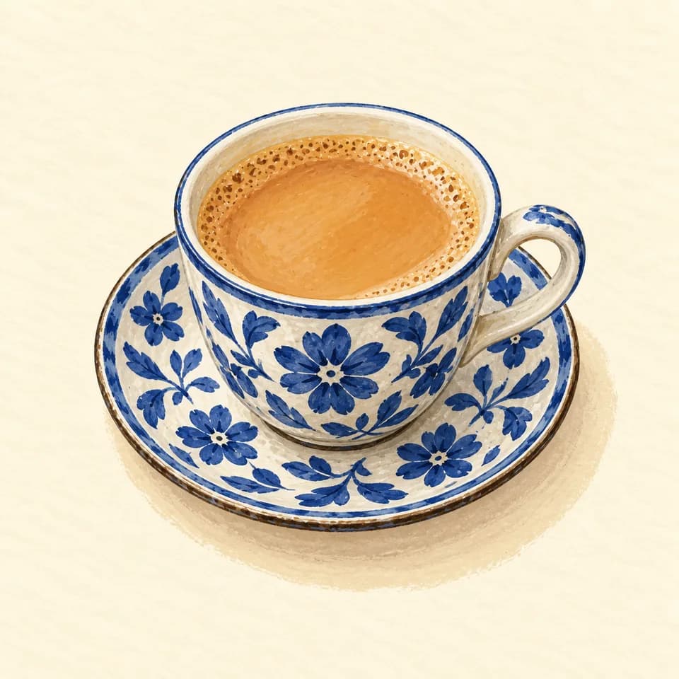 رسم توضيحي لطبق شاي كرك